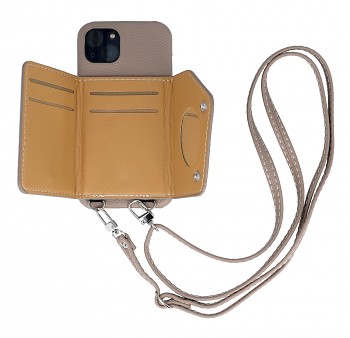 Zadní kryt Wallet Leather na iPhone 13 hnědý se šňůrkou_1