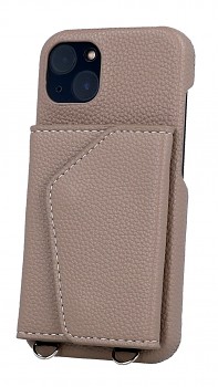 Zadní kryt Wallet Leather na iPhone 13 hnědý se šňůrkou