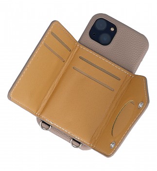 Zadní kryt Wallet Leather na iPhone 13 hnědý se šňůrkou_2