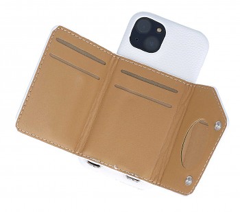 Zadní kryt Wallet Leather na iPhone 14 bílý se šňůrkou_2