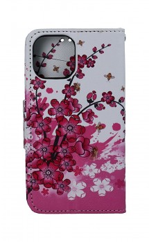 Knížkové pouzdro na iPhone 13 mini Kytičky textil