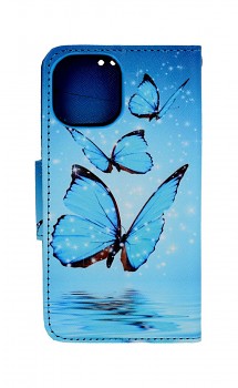 Knížkové pouzdro na iPhone 13 mini Modří motýlci