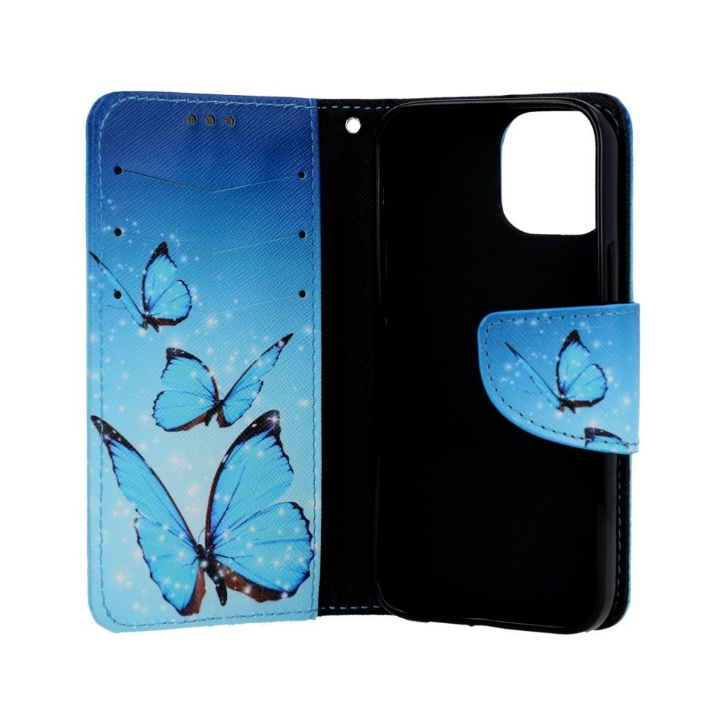 Knížkové pouzdro na iPhone 13 mini Modří motýlci (2)