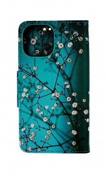 Knížkové pouzdro na iPhone 13 mini Modré s květy