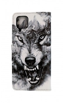 Knížkové pouzdro na Samsung A12 Černobílý vlk