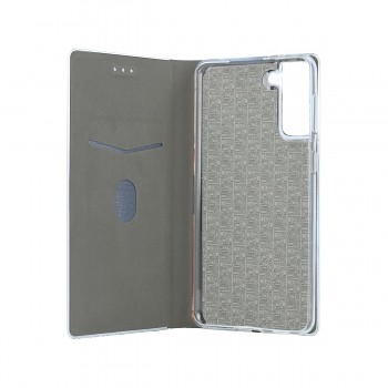 Knížkové pouzdro Luna Book na Samsung S21 Plus černo-stříbrné (1)