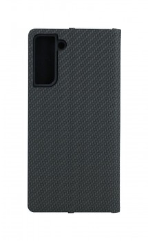 Knížkové pouzdro Luna Carbon Book na Samsung S21 Plus černé