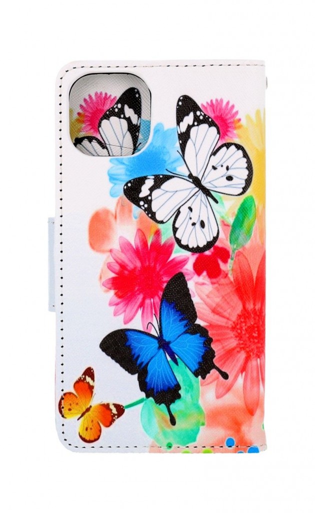 Knížkové pouzdro na iPhone 13 Barevné s motýlky