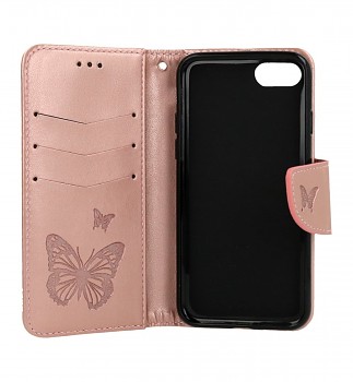 Knížkové pouzdro na iPhone SE 2022 Butterfly růžové světlé_1