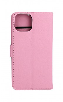 Knížkové pouzdro na iPhone 14 světle růžové s přezkou