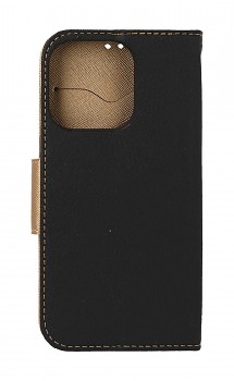 Knížkové pouzdro na iPhone 15 Pro černo-zlaté