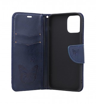 Knížkové pouzdro na iPhone 11 Butterfly modré tmavé (2)