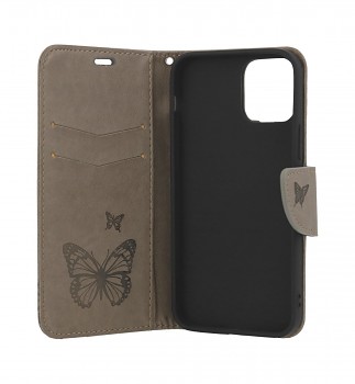 Knížkové pouzdro na iPhone 11 Butterfly šedé (2)