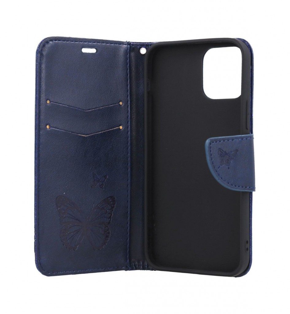 Knížkové pouzdro na iPhone 12 Butterfly modré tmavé (2)
