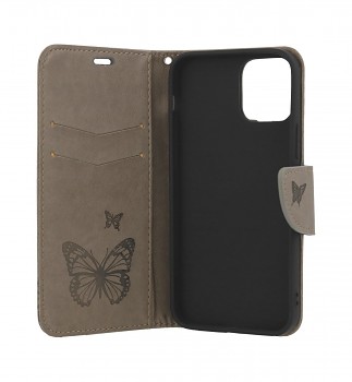 Knížkové pouzdro na iPhone 12 mini Butterfly šedé (2)