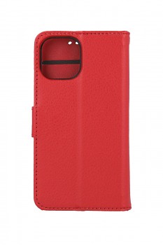 Knížkové pouzdro na iPhone 13 červené s přezkou
