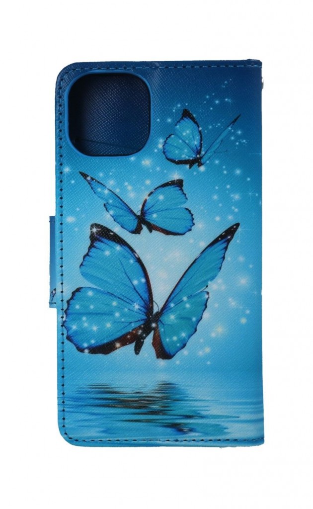 Knížkové pouzdro na iPhone 13 Modří motýlci