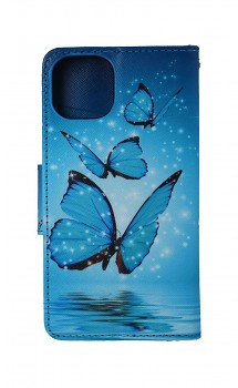 Knížkové pouzdro na iPhone 13 Modří motýlci