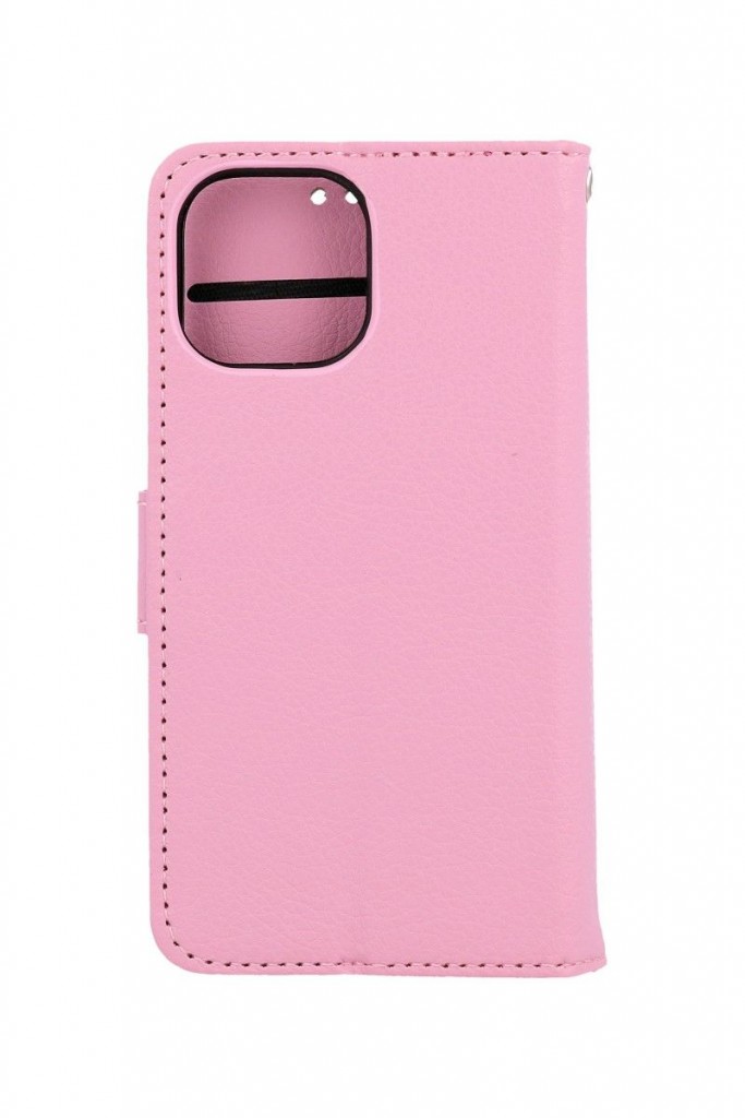 Knížkové pouzdro na iPhone 13 světle růžové s přezkou