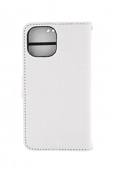 Knížkové pouzdro na iPhone 13 mini bílé s přezkou