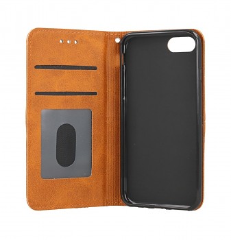 Knížkové pouzdro na iPhone SE 2020 Business světle hnědé (2)