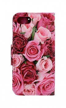 Knížkové pouzdro na iPhone SE 2020 Růžové růžičky
