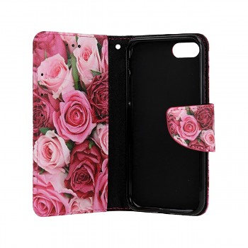 Knížkové pouzdro na iPhone SE 2020 Růžové růžičky (1)