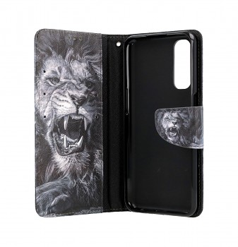 Knížkové pouzdro na Realme 7 Černobílý lev (2)