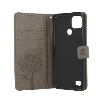 Knížkové pouzdro na Realme C21 Šedý strom sovičky (2)
