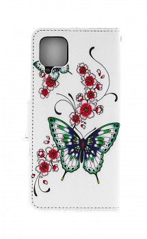 Knížkové pouzdro na Samsung A12 Motýlci s květinou