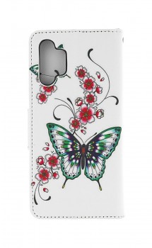 Knížkové pouzdro na Samsung A13 Motýlci s květinou