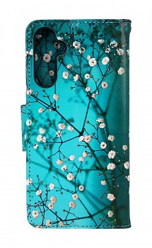 Knížkové pouzdro na Samsung A15 Modré s květy