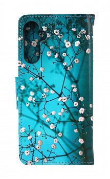 Knížkové pouzdro na Samsung A25 5G Modré s květy