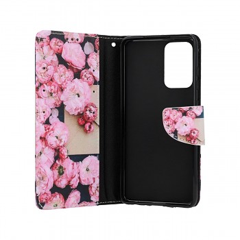 Knížkové pouzdro na Samsung A52 Růžové květy (1)