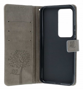 Knížkové pouzdro na Xiaomi Redmi 15 Šedý strom sovičky (2)
