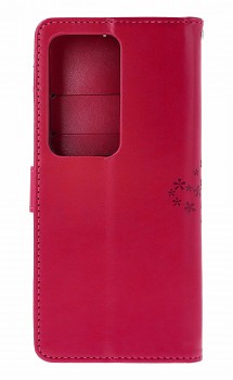 Knížkové pouzdro na Xiaomi Redmi 15 Tmavě růžový strom sovičky