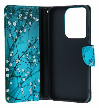 Knížkové pouzdro na Xiaomi Redmi 15C Modré s květy (2)
