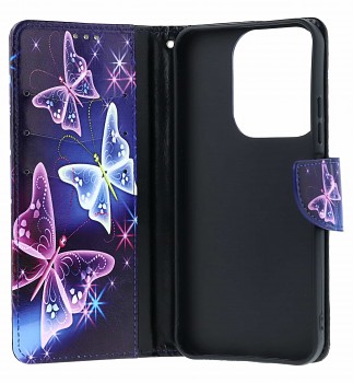 Knížkové pouzdro na Xiaomi Redmi 15C Modré s motýlky (2)