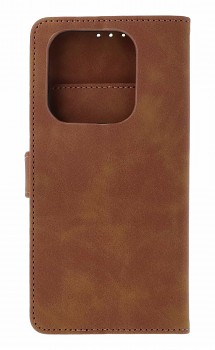 Knížkové pouzdro na Xiaomi Redmi Note 14 se zipem hnědé
