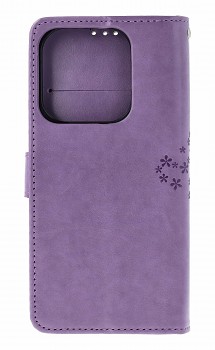 Knížkové pouzdro na Xiaomi Redmi Note 14 Světle fialový strom sovičky