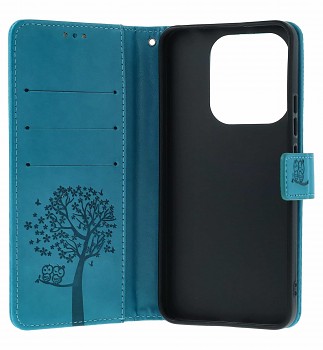 Knížkové pouzdro na Xiaomi Redmi Note 14 Tyrkysový strom sovičky (2)