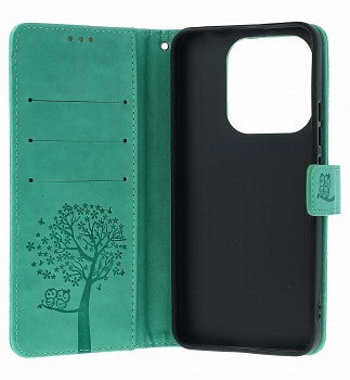 Knížkové pouzdro na Xiaomi Redmi Note 14 Zelený strom sovičky (2)