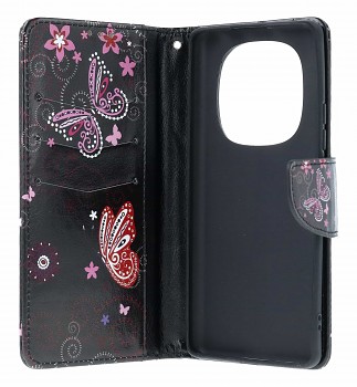 Knížkové pouzdro Design na Xiaomi Redmi Note 14 Pro Fialoví motýlci černé (2)