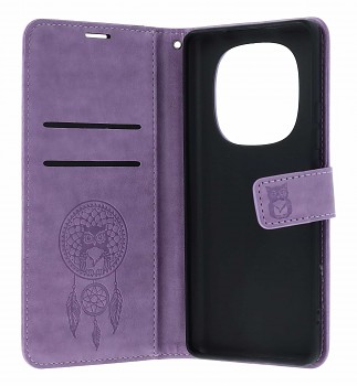 Knížkové pouzdro Mezzo na Xiaomi Redmi Note 14 Pro Lapač se sovičkou fialové (2)