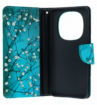 Knížkové pouzdro na Xiaomi Redmi Note 15 Pro Modré s květy (2)