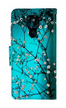 Knížkové pouzdro na Xiaomi Redmi Note 9 Modré s květy