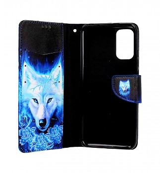 Knížkové pouzdro na Xiaomi Redmi Note 10 5G Tyrkysový vlk_1