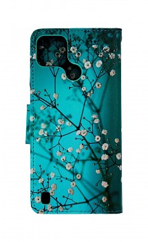 Knížkové pouzdro na Realme C21Y Modré s květy