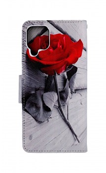 Knížkové pouzdro na Samsung A12 Červená růže