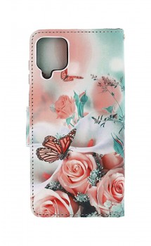 Knížkové pouzdro na Samsung A12 Růže s motýlem